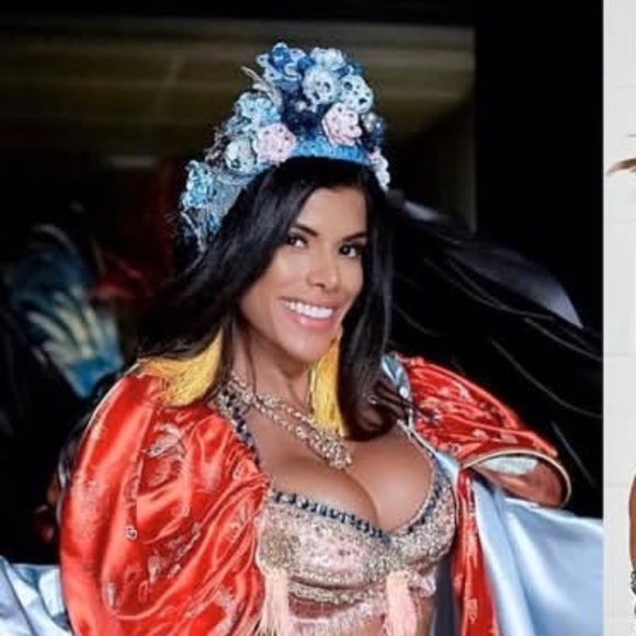 Floral Competition Crown – Blue & Pink with Sparkle Accents - Picture 2 of 9